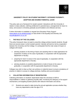 Student Maternity, Paternity and Adoption Leave Policy