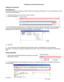 Pregnancy Component Summary Adding the Pregnancy Add