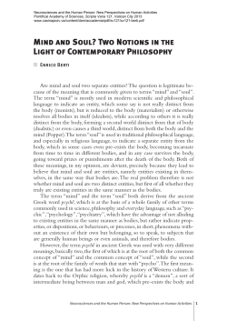 Mind and Soul? Two Notions in the Light of Contemporary Philosophy