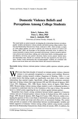 Domestic Violence Beliefs and Perceptions Among College Students