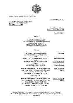 Secretary of State for Justice - Courts and Tribunals Judiciary