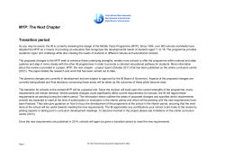 MYP: The Next Chapter Transition period