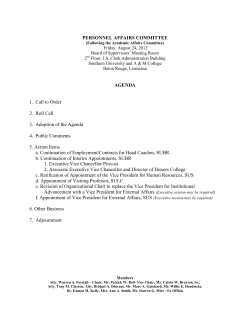 PERSONNEL AFFAIRS COMMITTEE AGENDA 1. Call to Order 2