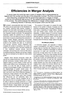 Efficiencies in Merger Analysis