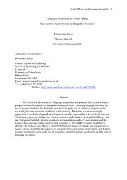 Language Acquisition in Human Infants Can Control Theory Provide