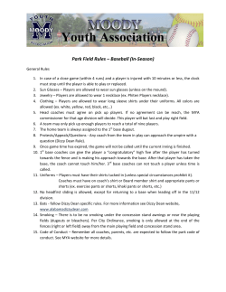 Park Field Rules &ndash; Baseball (In-Season)