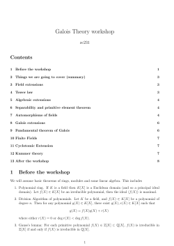 Galois Theory workshop
