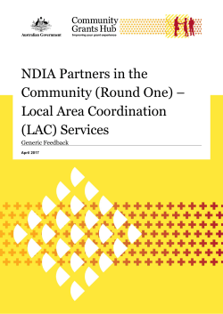 NDIA Partners in the Community (Round One) &ndash; Local Area