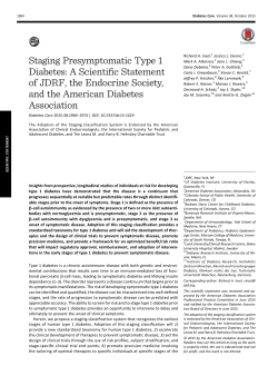 Staging Presymptomatic Type 1 Diabetes: A