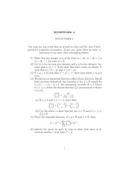 HOMEWORK 4 You may use any result that we proved in class and
