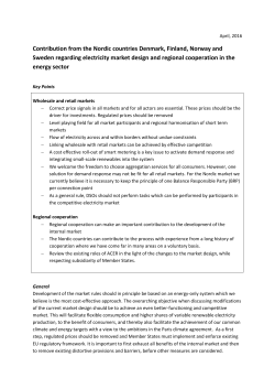 Contribution from the Nordic countries Denmark