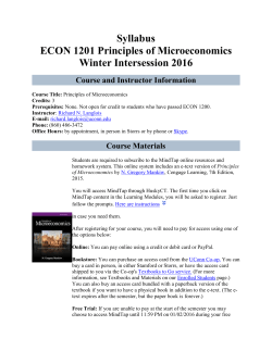 Syllabus ECON 1201 Principles of Microeconomics Winter