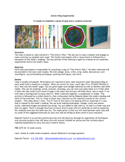 Artist`s Way Experiential 12 weeks to establish a sense of play and a