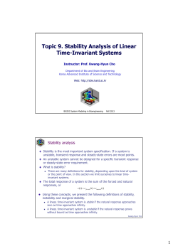 Topic 9. Stability Analysis of Linear Time-Invariant