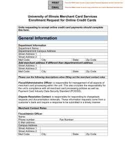 Merchant Card Services Enrollment Request for Online Credit Cards