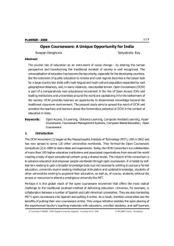 Open Courseware: A Unique Opportunity for India