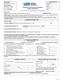 LOUISIANA INDUSTRIAL TAX EXEMPTION PROGRAM