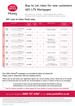 Buy to Let rates for new customers 60% LTV Mortgages