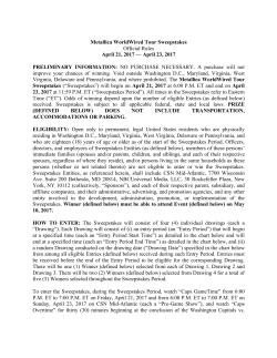 Metallica WorldWired Tour Sweepstakes Official Rules April 21, 2017
