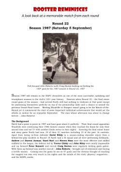 Round 22 Season 1987 - North Adelaide Football Club