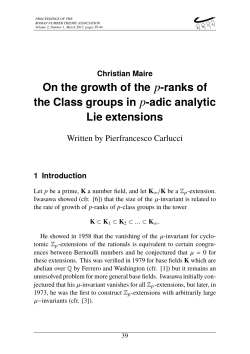 On the growth of the p-ranks of the Class groups in p