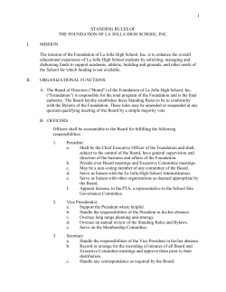 STANDING RULES OF THE FOUNDATION OF LA JOLLA HIGH