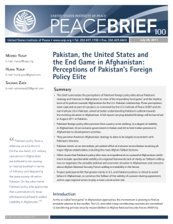 Pakistan, the United States and the End Game in Afghanistan