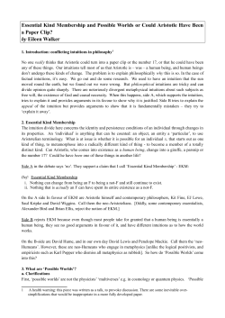 Essential Kind Membership and Possible Worlds or Could Aristotle