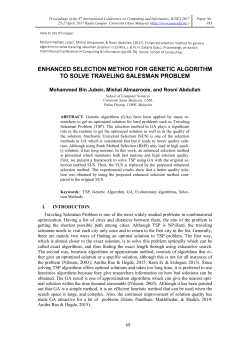 enhanced selection method for genetic algorithm to solve traveling