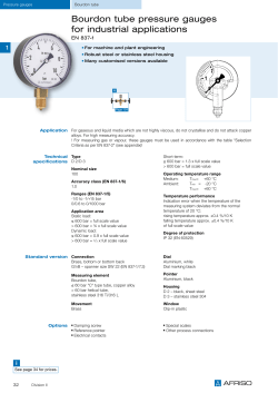 Bourdon tube pressure gauges for industrial applications