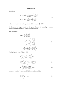Homework #4 Prob. 2.5.1 (1) where is known and . Assume that we