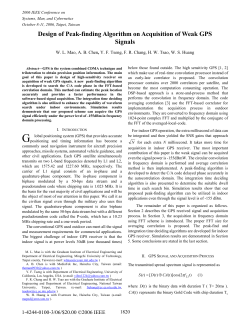 Design of Peak-finding Algorithm on Acquisition of Weak GPS Signals