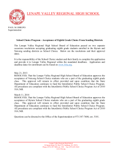 Acceptance of Current 8th Grade Byram and Netcong Choice Students