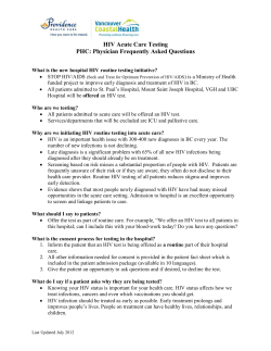 STOP HIV/AIDS Project &ndash; HIV Acute Care Testing