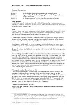 (HSC414) Assess individual needs and preferences