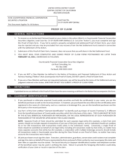 PROOF OF CLAIM I. GENERAL INSTRUCTIONS II. DEFINITIONS III