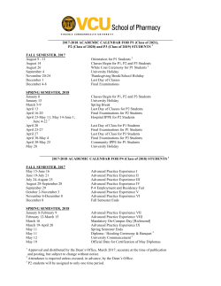 2017-2018 ACADEMIC CALENDAR FOR P1 (Class of 2021), P2 (Cl