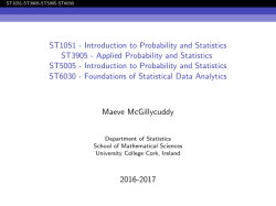 ST1051 - Introduction to Probability and Statistics ST3905
