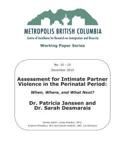 Assessment for Intimate Partner Violence in the Perinatal Period: Dr