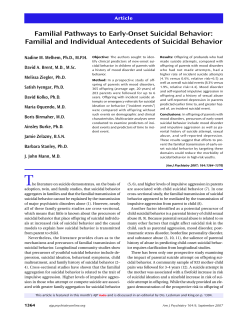 Familial and Individual Antecedents of Suicidal Behavior