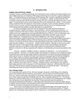 HUMAN AND ARTIFICIAL MINDS Computer science, cognitive