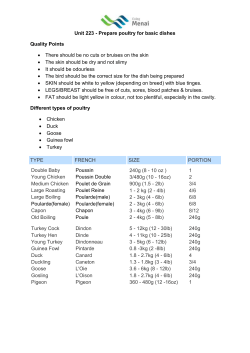 Unit 223 - Prepare poultry for basic dishes Quality Points There