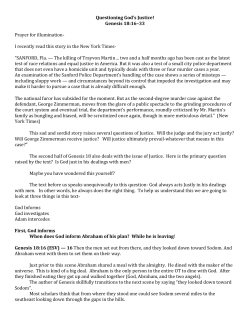 Questioning God`s Justice! Genesis 18:16–33 Prayer for illumination