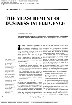 THE MEASUREMENT OF BUSINESS INTELLIGENCE