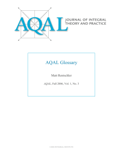 AQAL Glossary - The Journal of Integral Theory and Practice