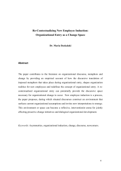 Re-Contextualizing New Employee Induction: Organizational Entry