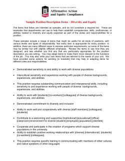 Position Description items Related to Diversity