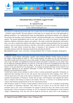 Educational Ideas of Fridrich August Froebel