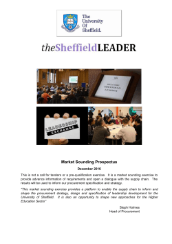 Market Sounding Prospectus - The University of Sheffield