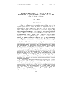INFORMATION PRIVACY IN VIRTUAL WORLDS